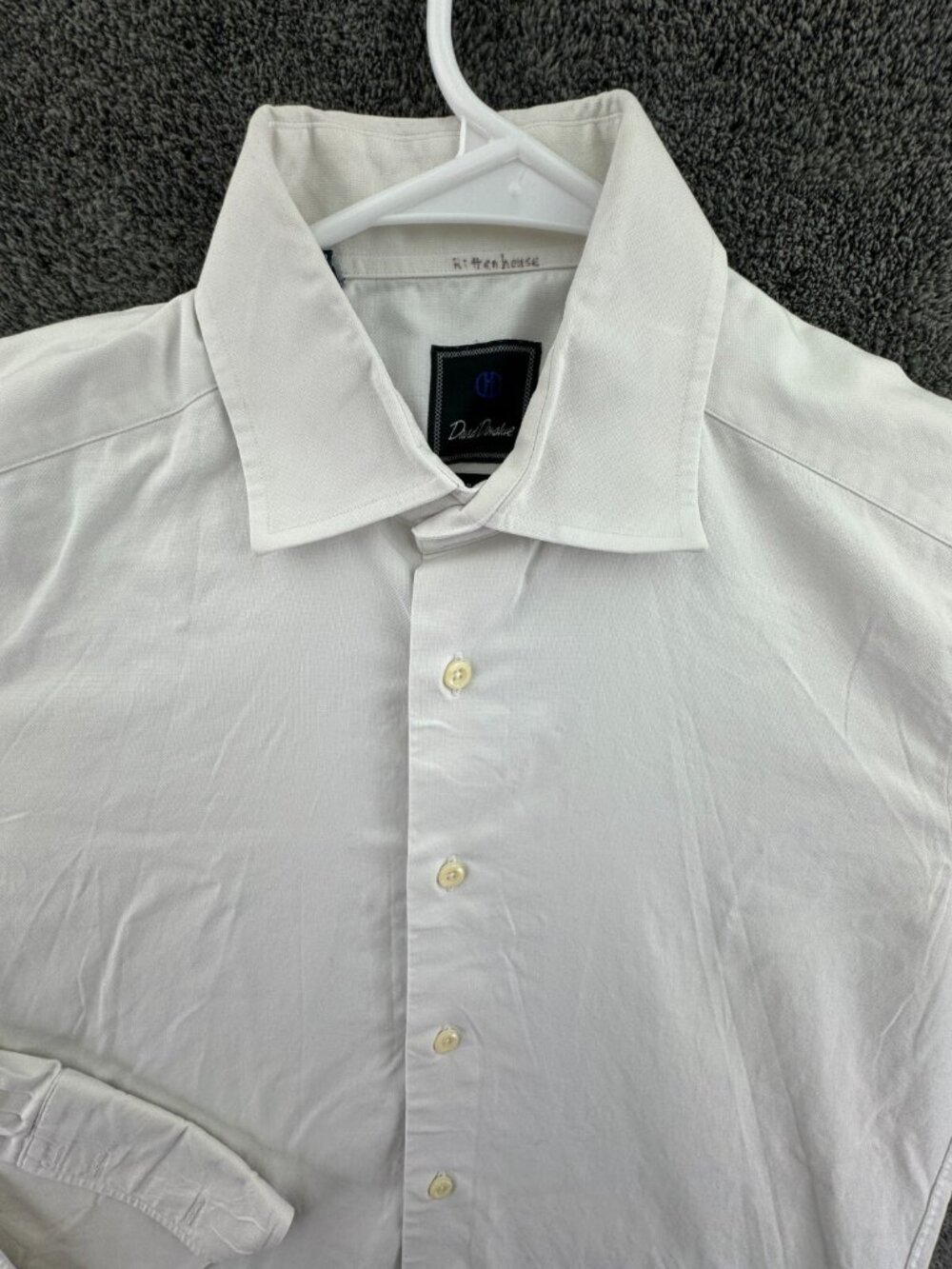 David Donahue Long Sleeve Button Up Shirt Men’s Cotton Trim 15.5 32/33 White
